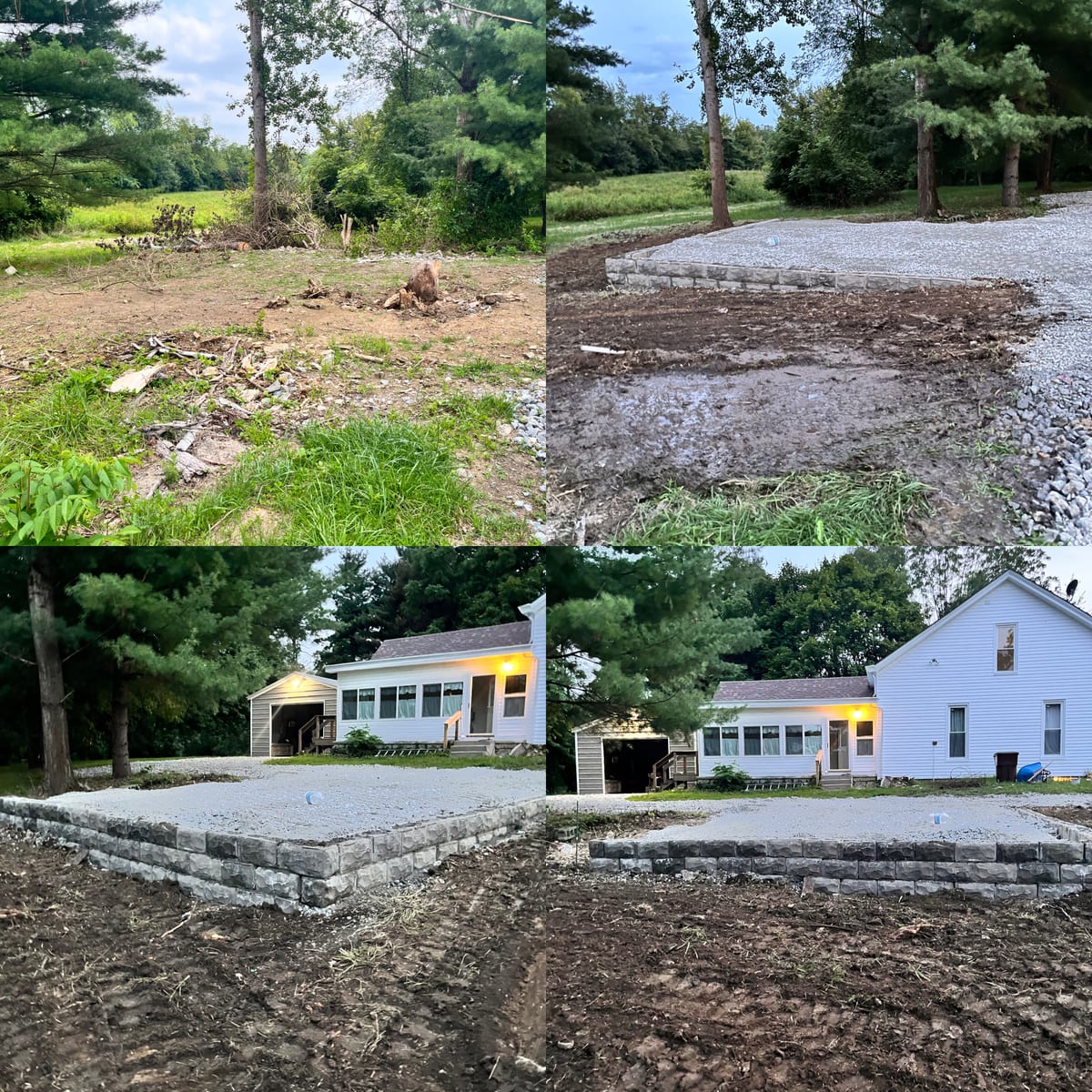 Four-stage project documentation — before and after land clearing and grading